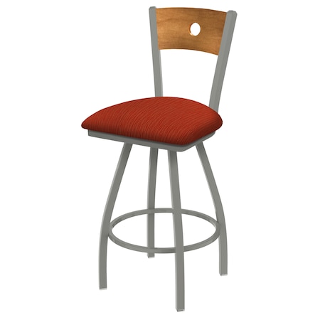 Holland Bar Stool Co 25" Swivel Counter Stool, Nickel Finish, Med Back, Graph Poppy Seat X830